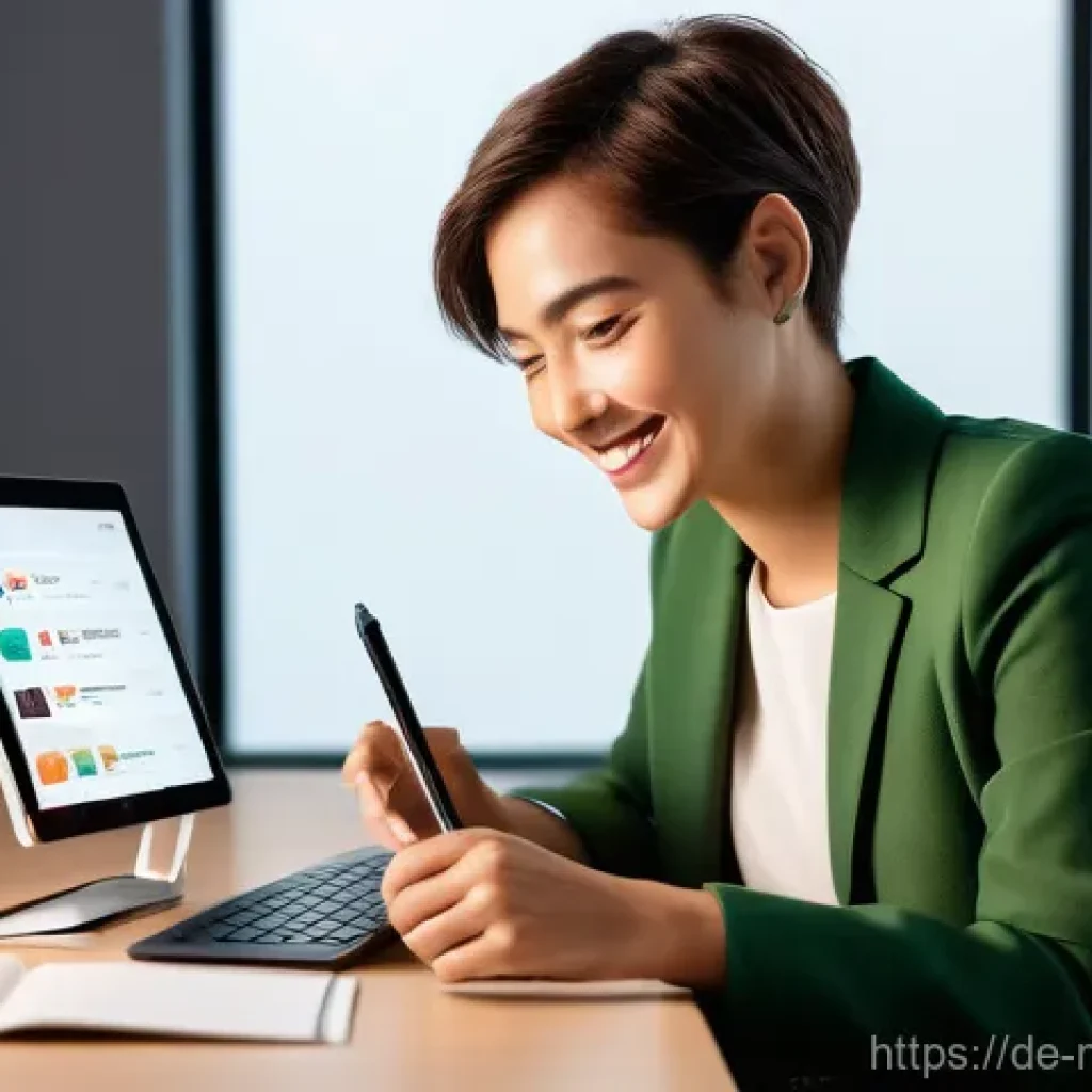 드롭쉬핑 비즈니스 - **Prompt:** A young, enthusiastic female entrepreneur, in her late 20s, with short, stylish hair and...