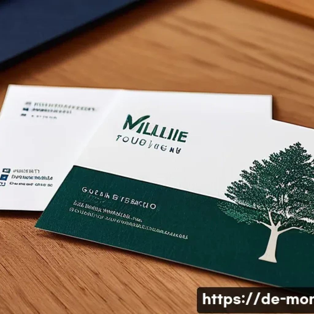 명함 디자인 판매 - A high-end business card set displayed on a wooden desk in a modern office environment, featuring a ...